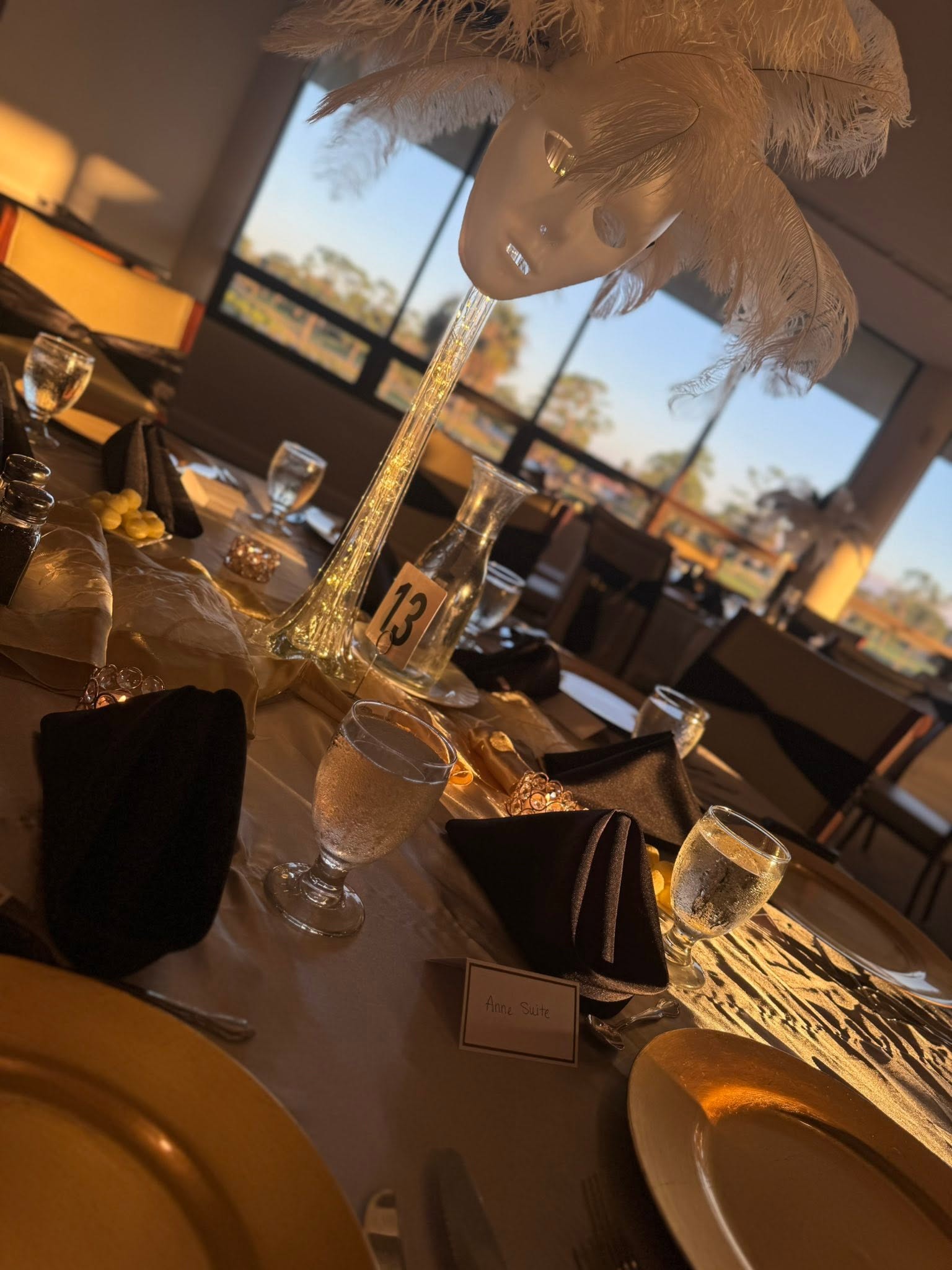 Elegant wedding reception table at The Crane